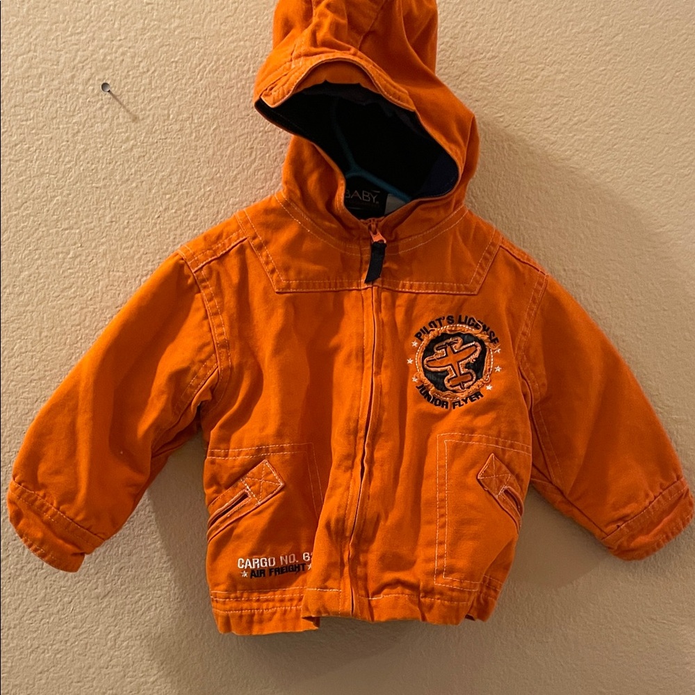Baby Headquarters Orange Hooded Pilot Jacket for Kids